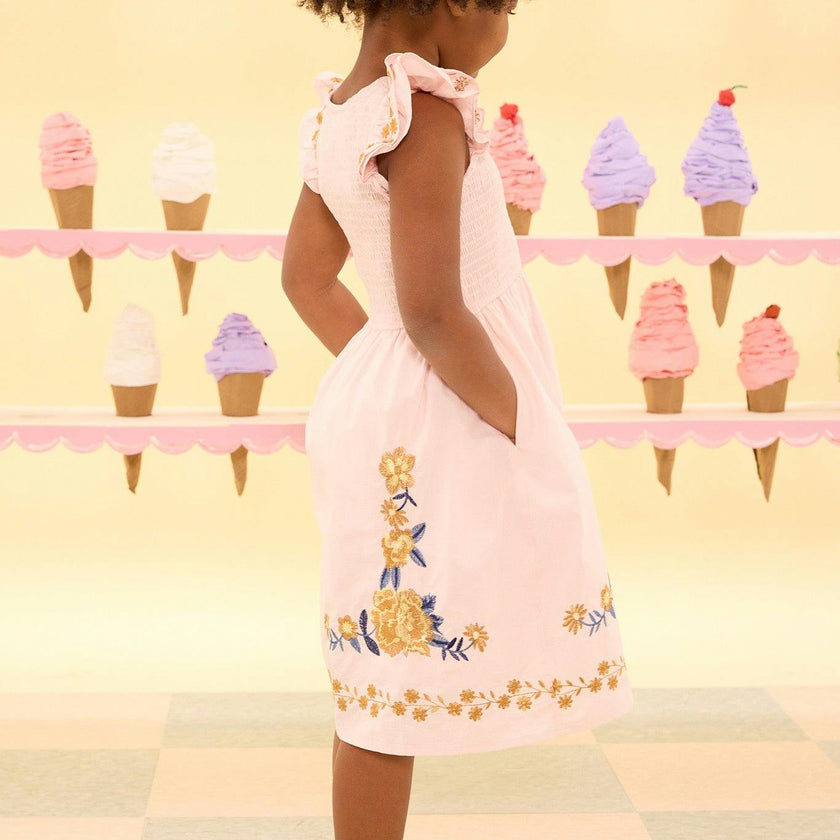 Mini Hattie Dress in Embroidered Spring Floral