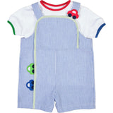 Seersucker Shortall With Cars