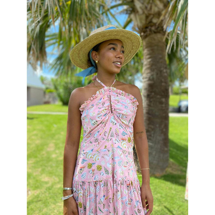 Zinnia Sun Hat - Wide & Short Red Grosgrain Ribbon