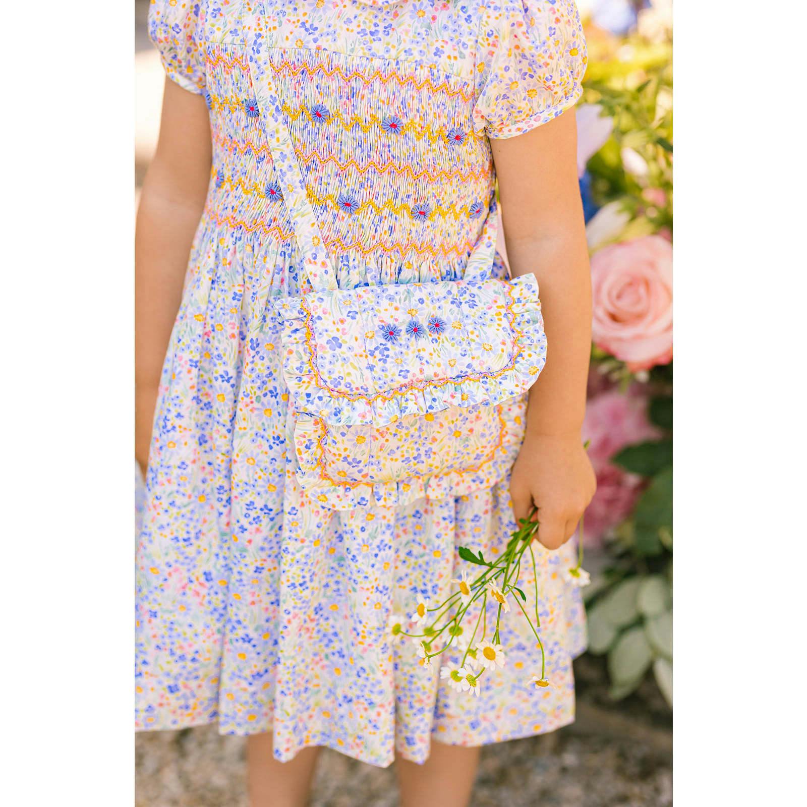 Ondine Blue Floral Smocked Purse