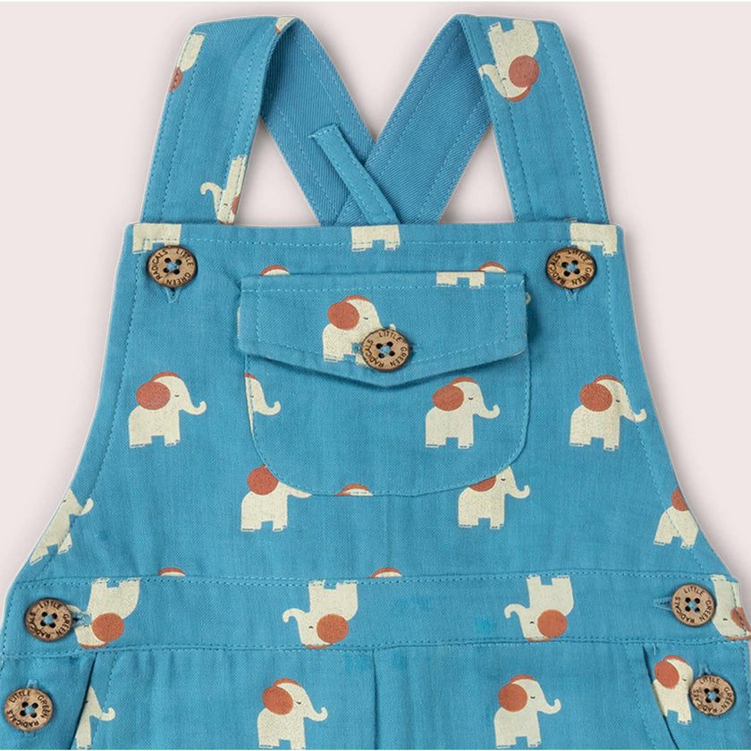 Blue Elephants Dungaree Shorts, Blue