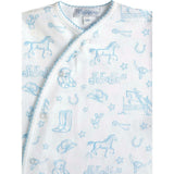 Blue Lone Star Toile Print Crossover Footie