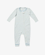 Ziggy Zip Romper, Dusty Blue Mini Stripe
