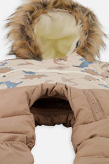 Baby Snug One Piece Snowsuit Adapted For Car Seats Blue Dinosaur Print