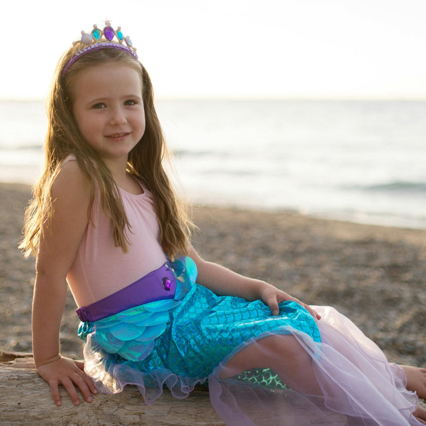 Mermaid Glimmer Skirt Set with Headband