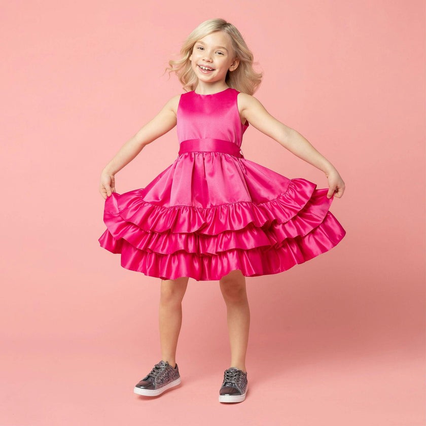 Arabella Frill Satin Party Dress