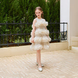 Cream Elysia Tiered Ruffle Dress