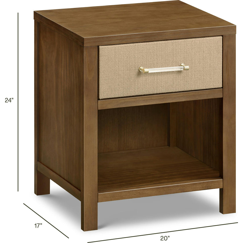Eloise Assembled Nightstand in Natural Walnut & Performance Sand Eco-Weave