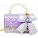 Shiny Quilted Fluffy Bow Handbag