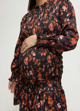 Long Sleeve Smocked Maternity Mini Dress