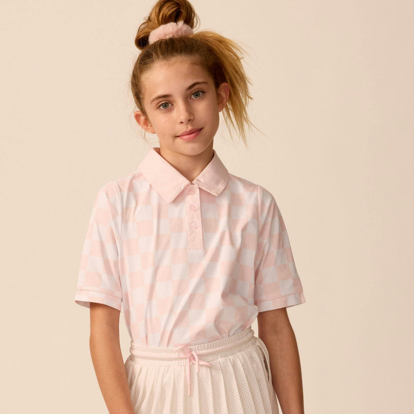 Tech Play Polo in Pink Check