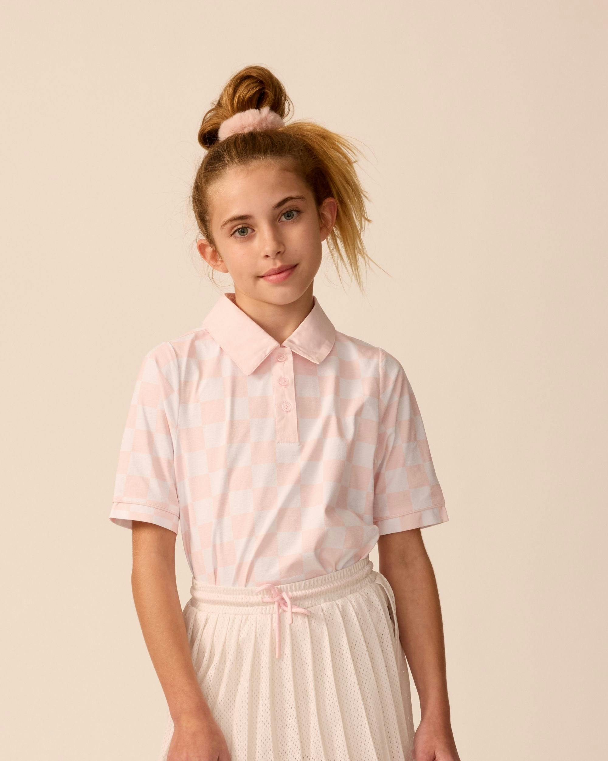 Tech Play Polo in Pink Check
