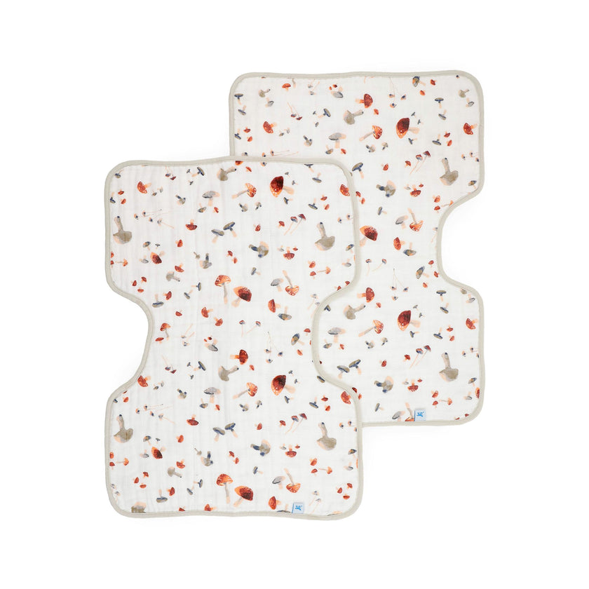 Cotton Muslin Burp Cloth 2 Pack - Mushrooms