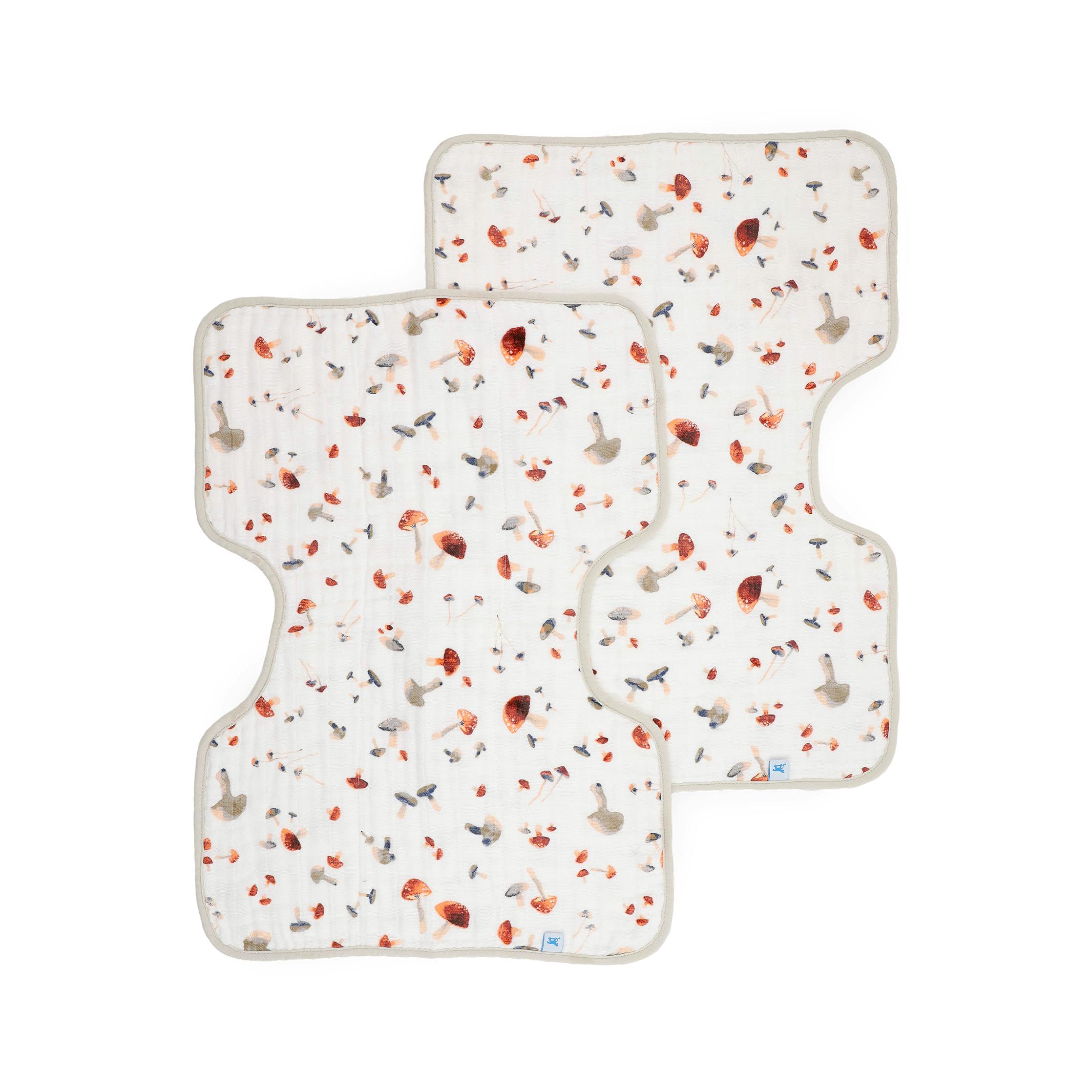 Cotton Muslin Burp Cloth 2 Pack - Mushrooms