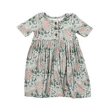 Girls Short Sleeve Henley Dress in Makeup