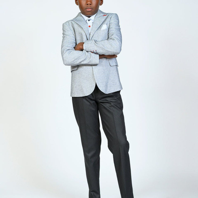 Cool Gray Embroidered Blazer