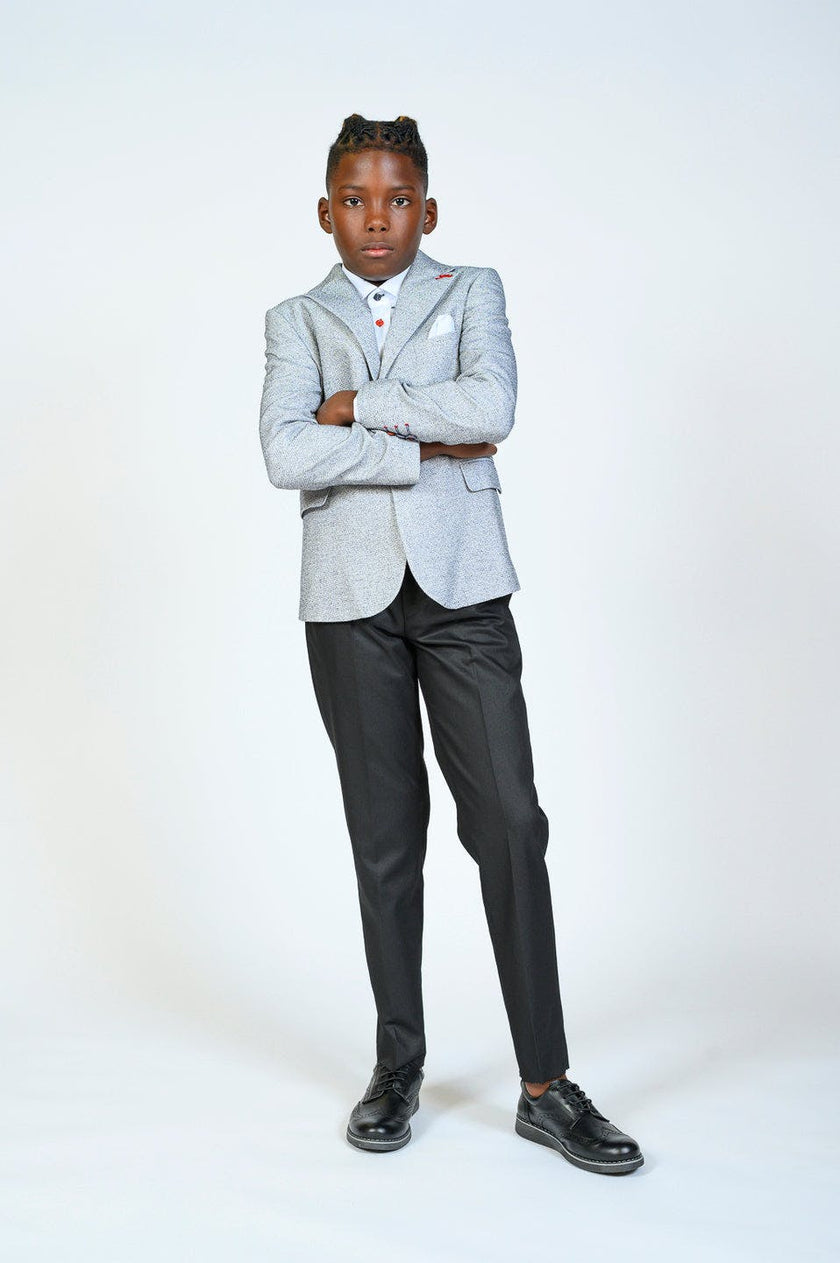 Cool Gray Embroidered Blazer