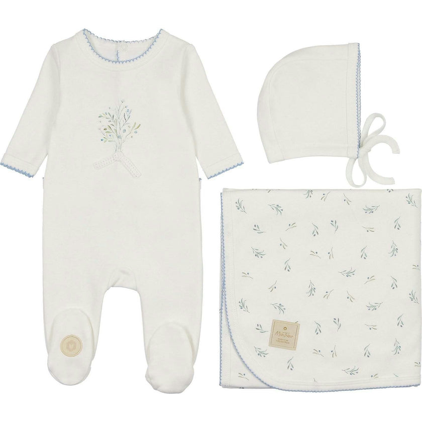 Nature's Touch Boys Layette Set Ivory & Blue