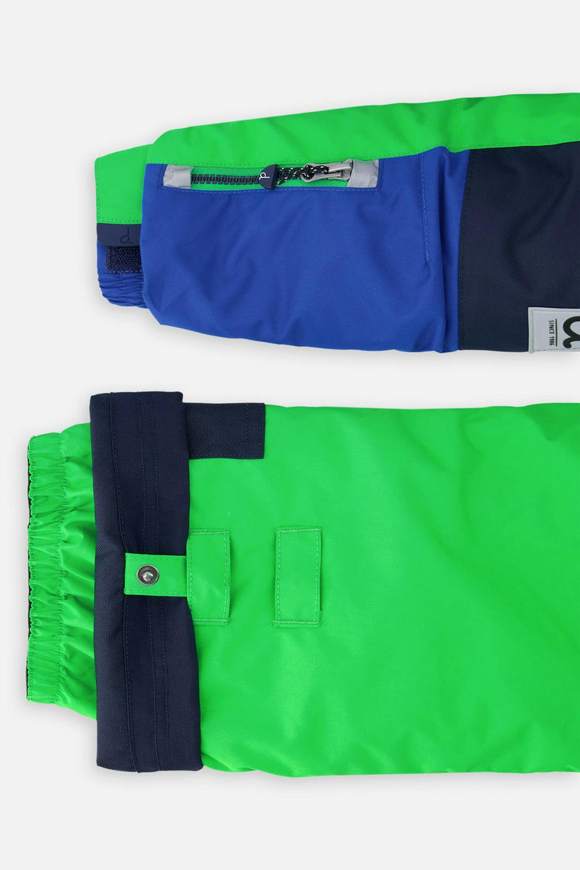 Two Piece Play Snowsuit Royal Blue And Green Colorblock
