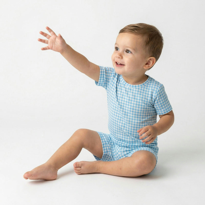 Harbor Gingham Short Sleeve & Shorts Bamboo Toddler Pajama Set