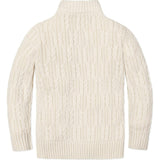 Organic Mock Neck Cable Sweater, White