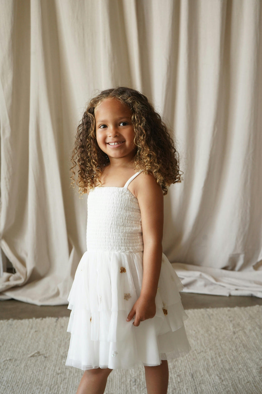 Cilia | Cotton Embellished Star Tutu Dress | Cream