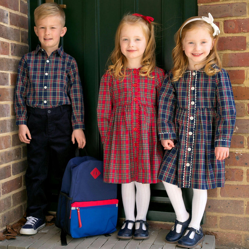 Tartan Button-Front Dress