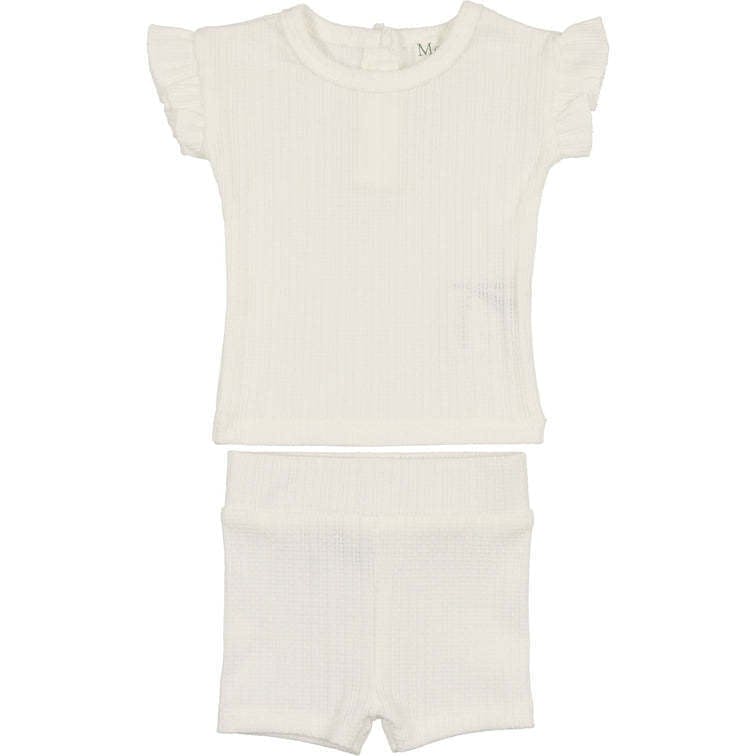 Ruffle Ladder Stripe Short Set