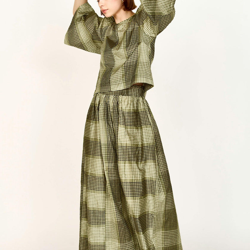 Verona Skirt in Olive Plaid