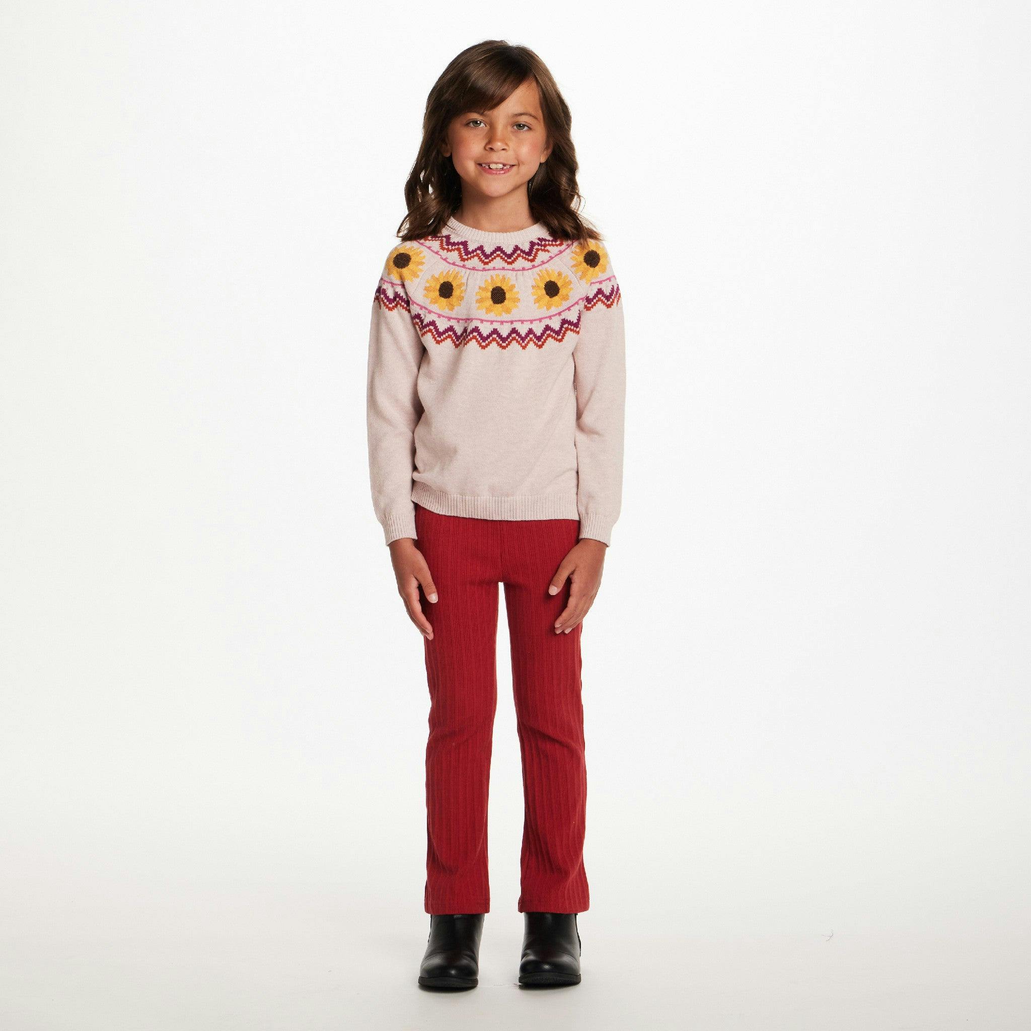 Kids Fair Isle Sweater W/Flare Legging Set