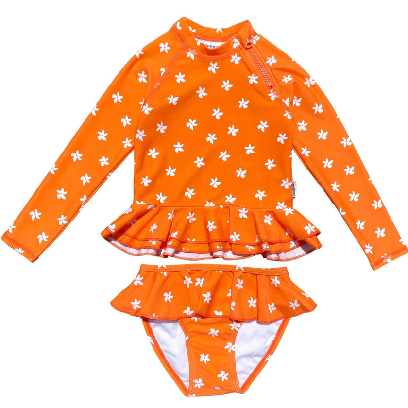 Reese 2-Piece Long Sleeve Peplum Top & Bottom Swimwear