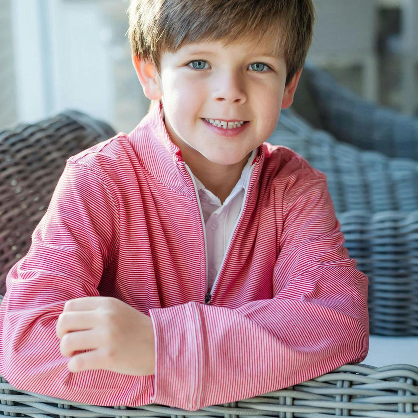 Spencer Quarter Zip Pullover Red Stripes