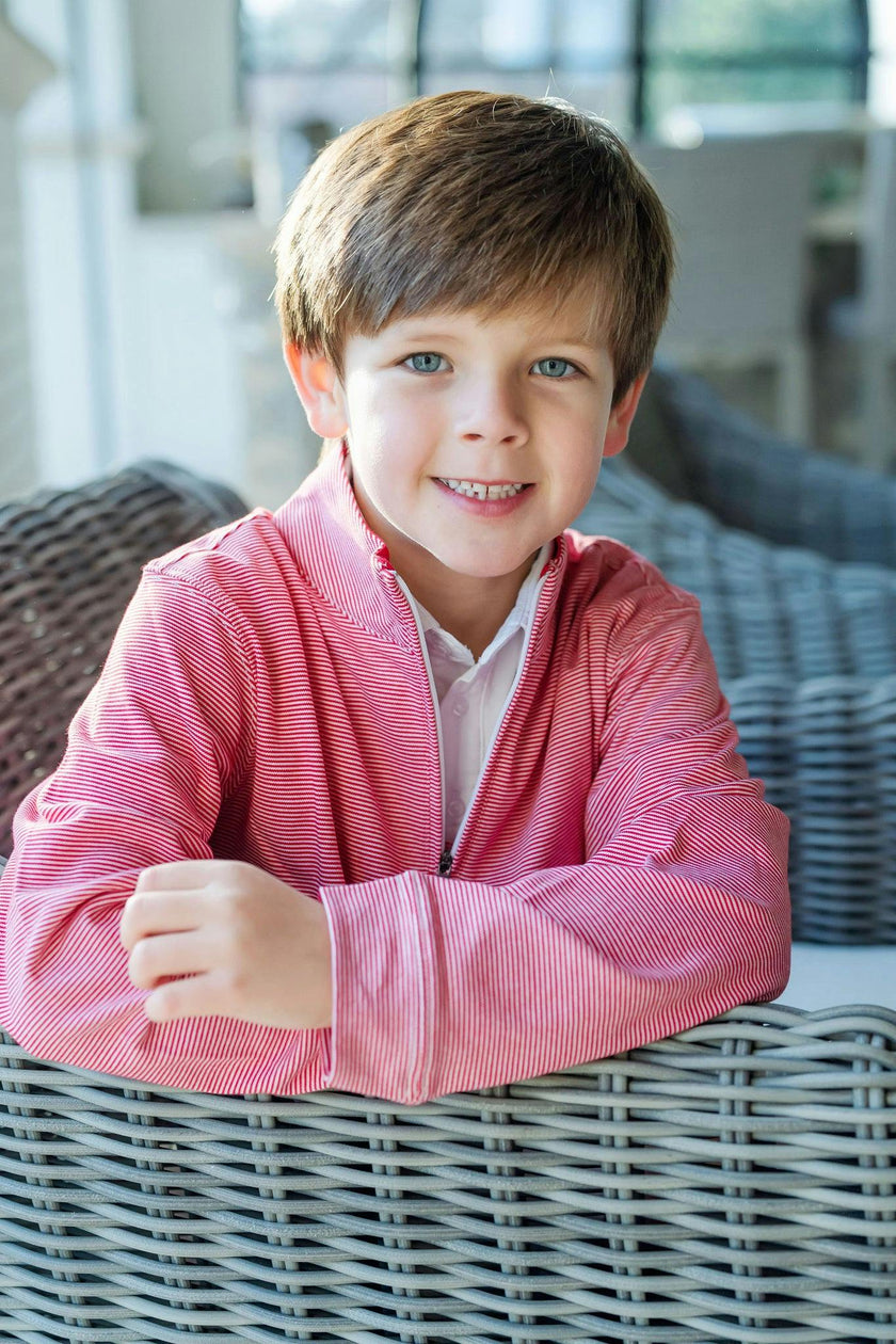 Spencer Quarter Zip Pullover Red Stripes