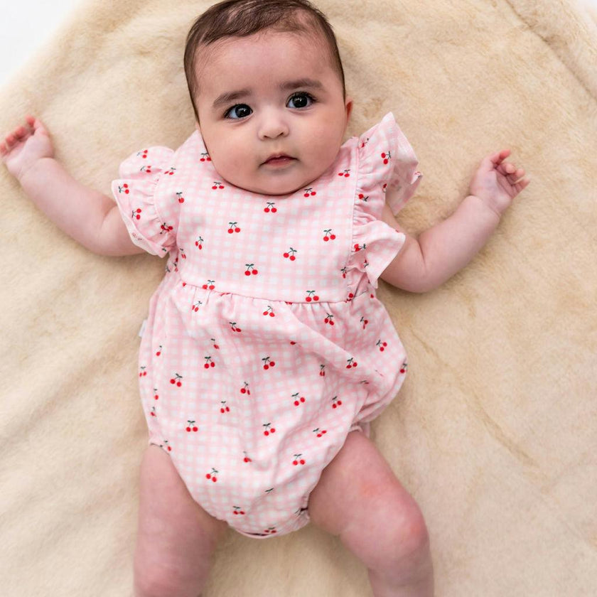Cherries Pima Cotton Baby Bloomer w/ Cross Straps