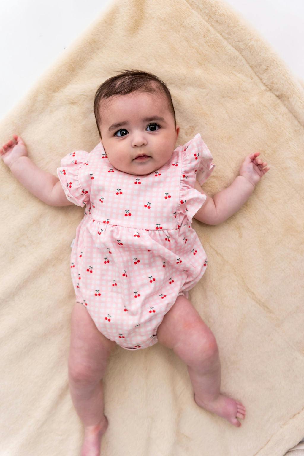 Cherries Pima Cotton Baby Bloomer w/ Cross Straps