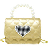 Quilted Pearl Handle Heart Bag