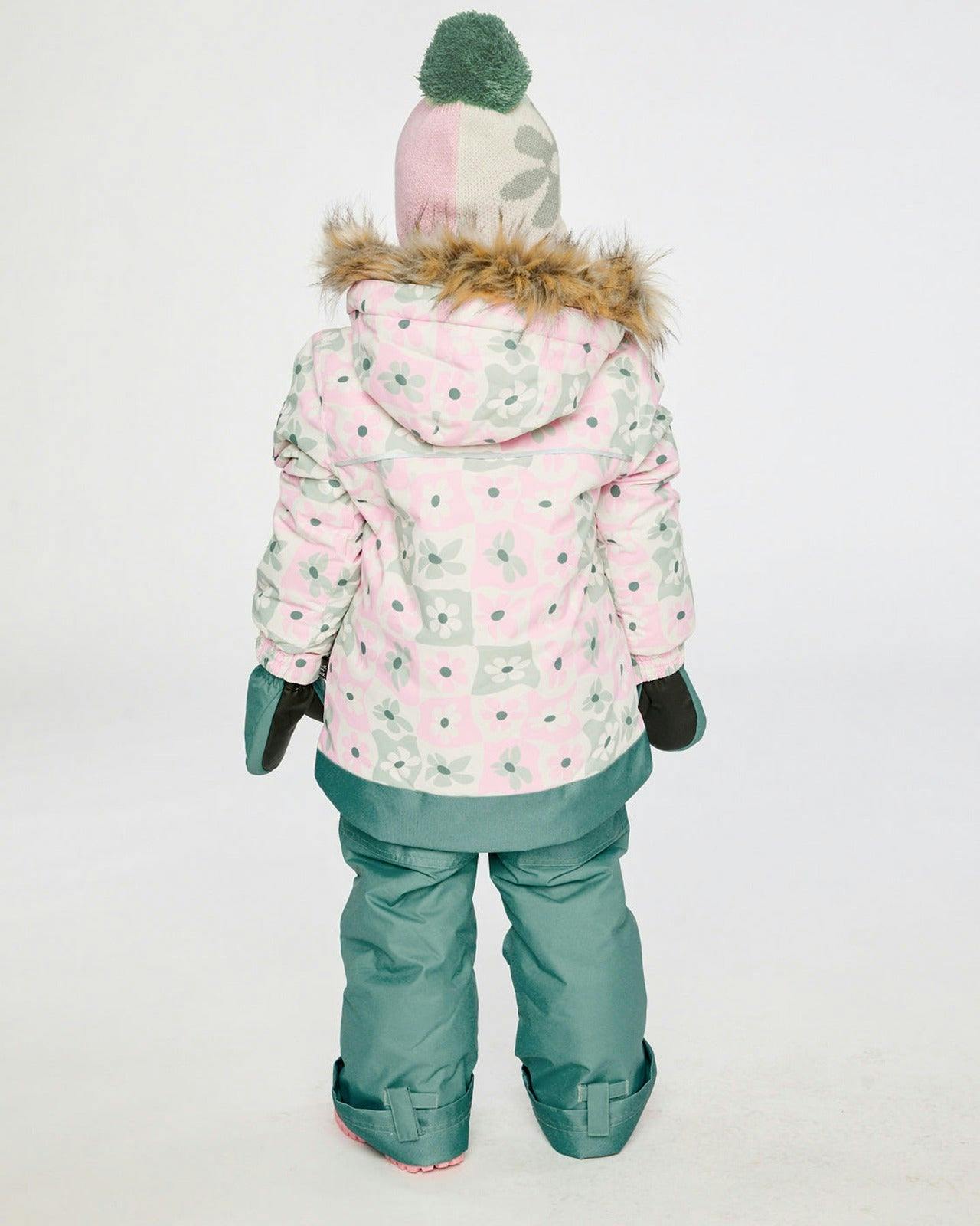 Two Piece Discover Snowsuit White With Retro Pink Print