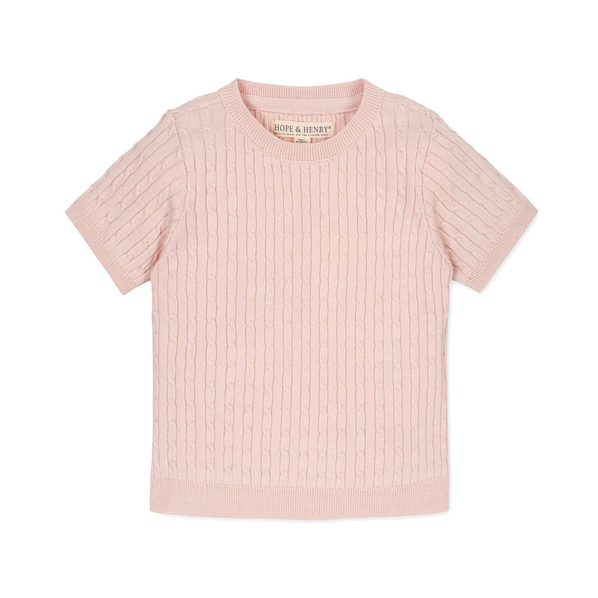 Organic Short Sleeve Cable Sweater