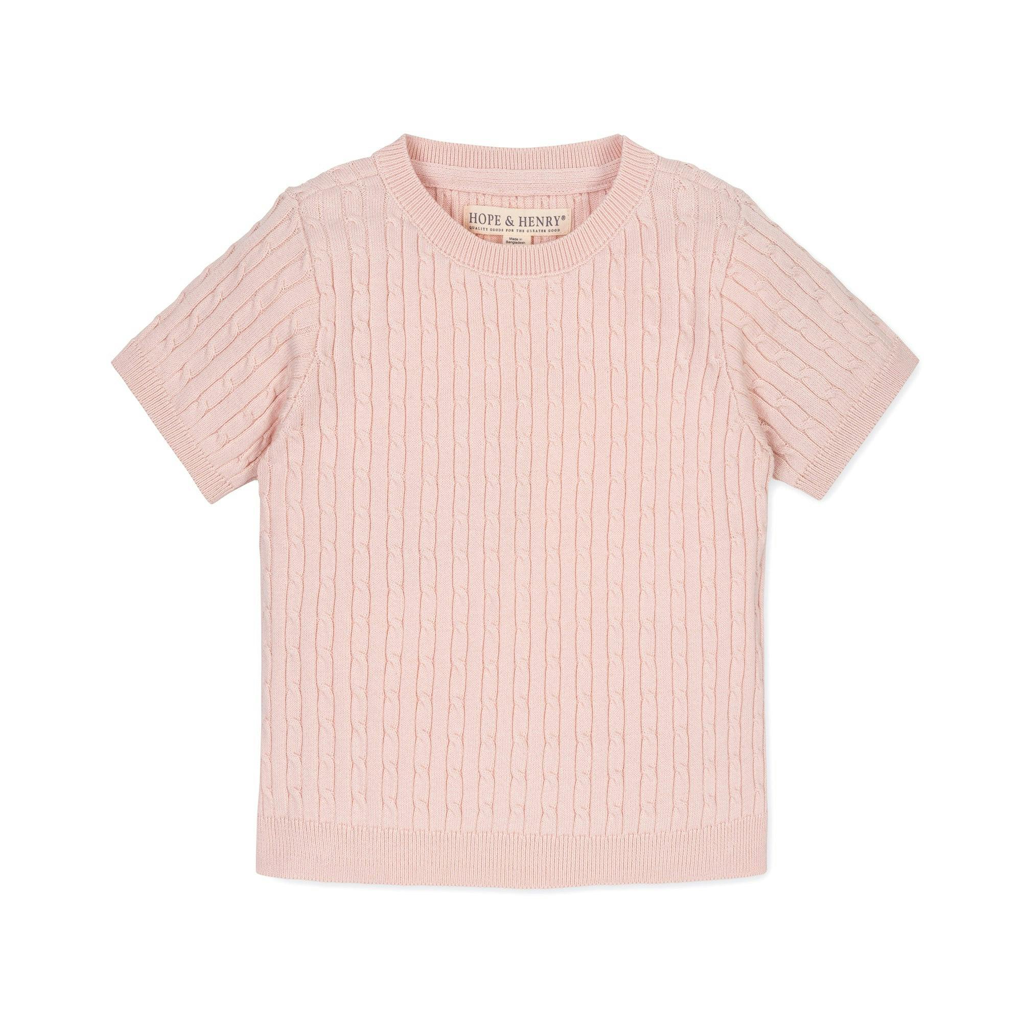 Organic Short Sleeve Cable Sweater