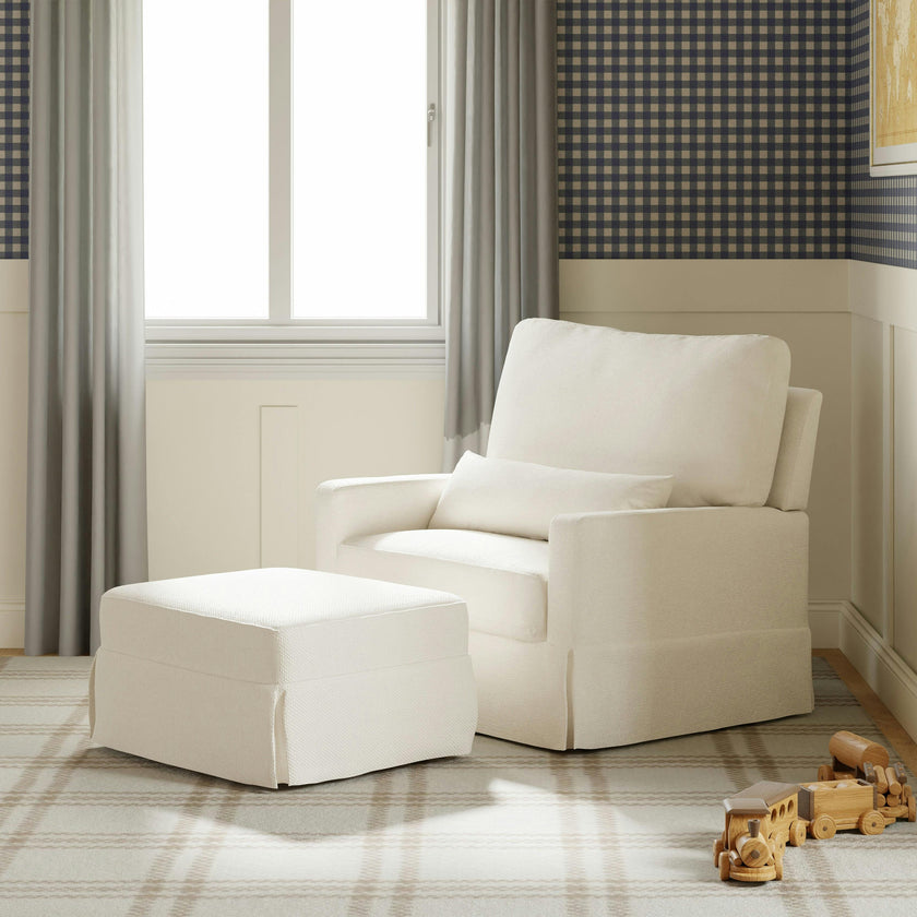 Namesake Crawford Pillowback Chair and a Half Comfort Swivel Glider