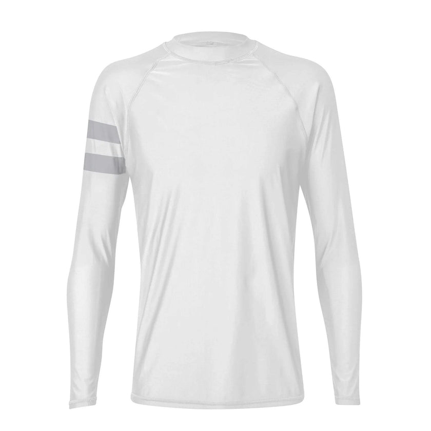 Men's White Arm Band Long Sleeve Rash Top