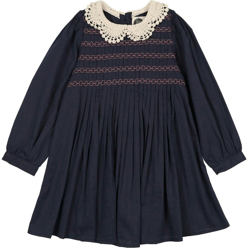 Maniere | Crochet Collar Dress | Navy | 10y | Fabric | Kids | Kids Clothing | Tween Clothing
