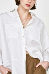 Women's Kyoto Poplin Long Sleeve Oversized Blouse, White