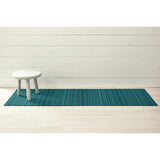 Skinny Stripe Shag Floor Mat, Turquoise