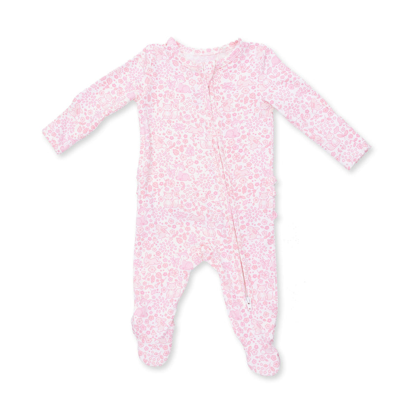 Baby Woodland - 2 Way Ruffle Back Zipper Footie