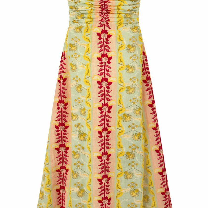 Tess Cabo Smocked Strapless Midi Dress