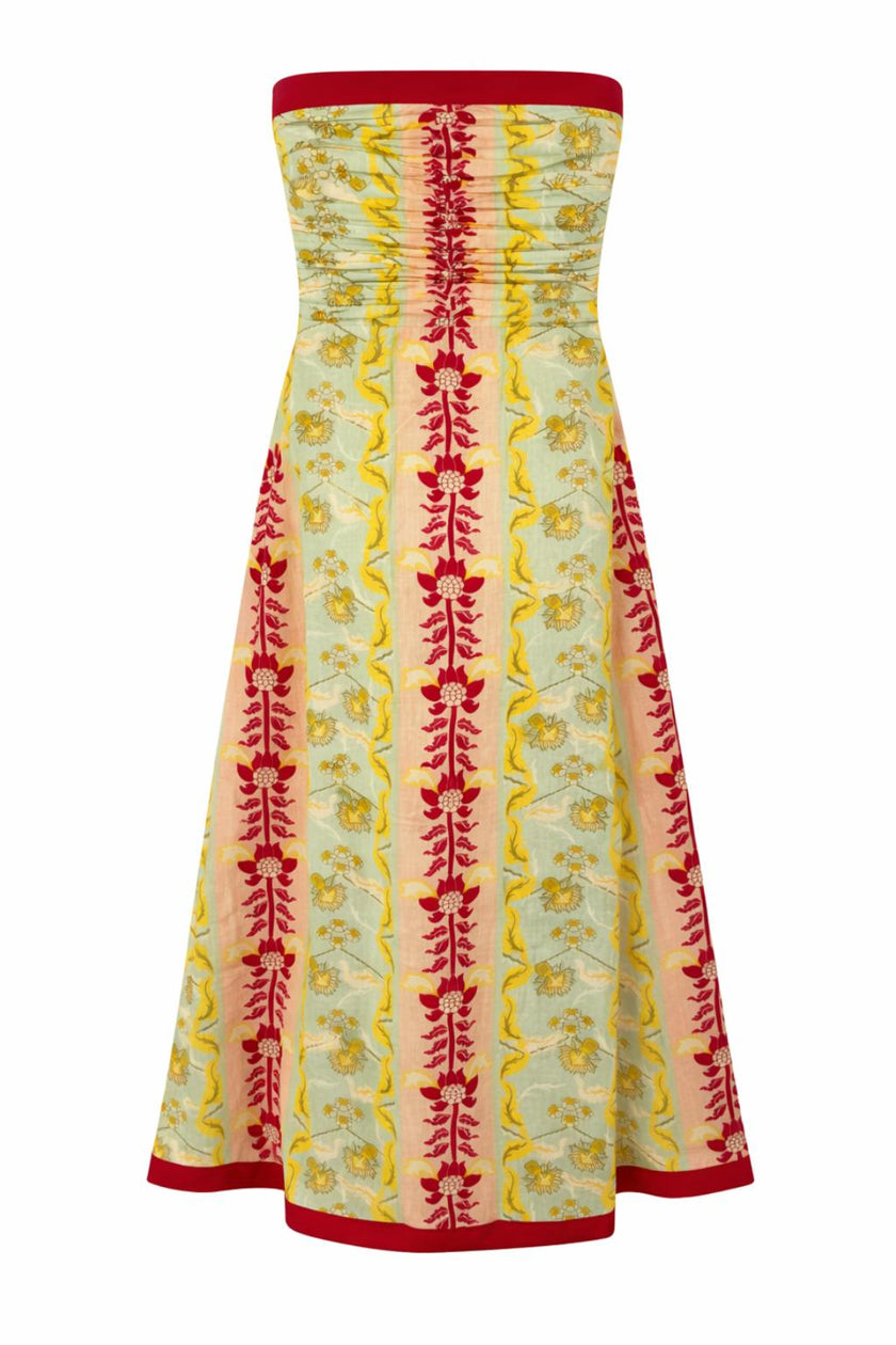 Tess Cabo Smocked Strapless Midi Dress
