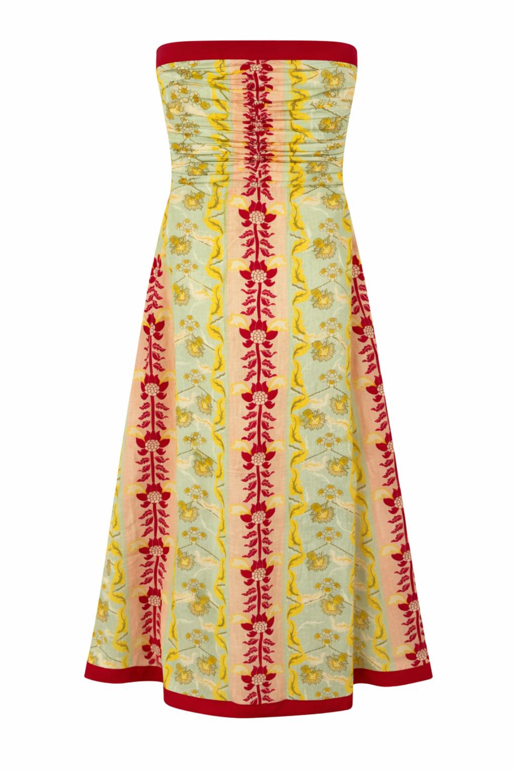 Tess Cabo Smocked Strapless Midi Dress