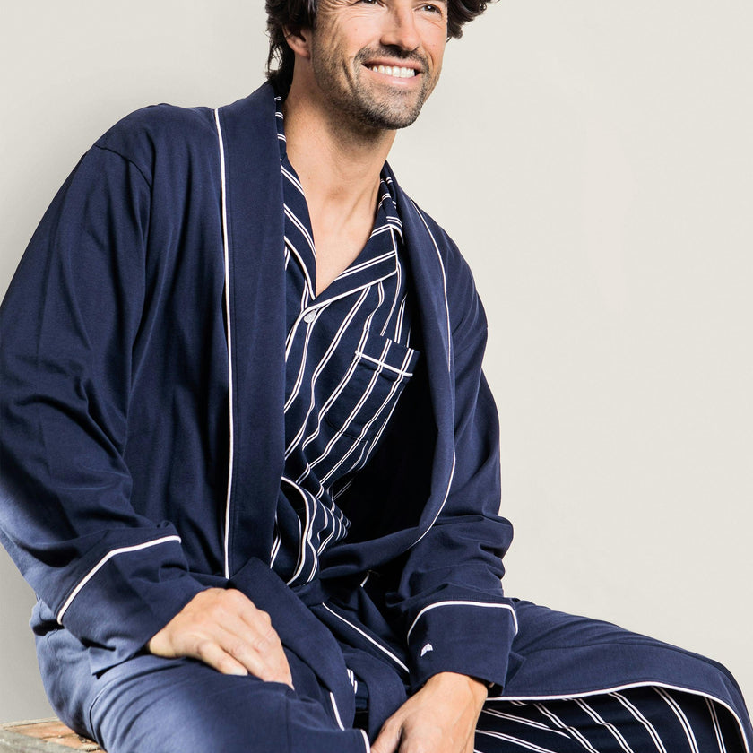 Men's Pima Robe in Navy
