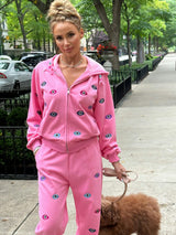 Women's Evil Eye Hoodie Set Pink